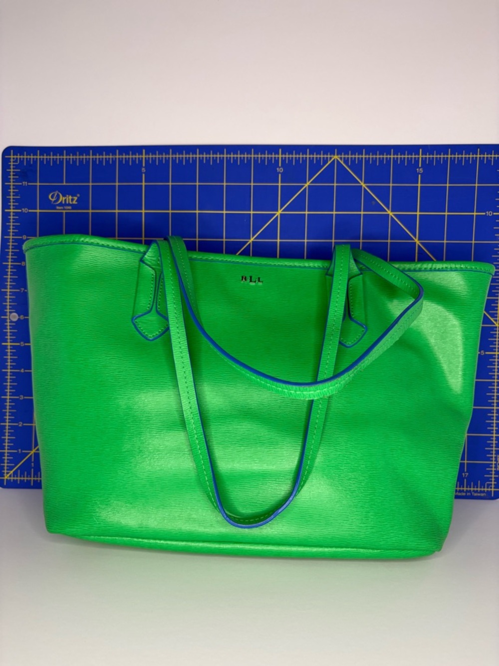 Green Leather Tote Bag by Ralph Lauren - Picture 7 of 10